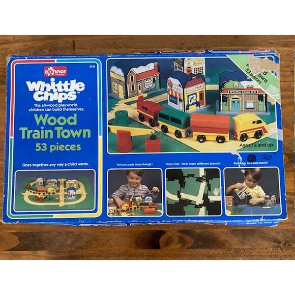 Whittle Chips Wood Train Town - 53 Pieces - Picture 1 of 9